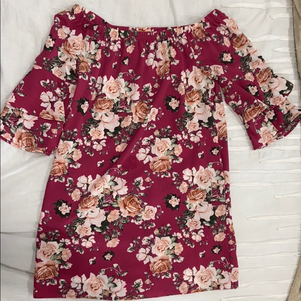 Xhilaration Pink Floral Off-The-Shoulder Dress